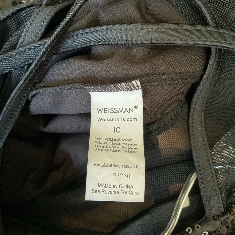 Weissman Black Sequins Dance Biketard